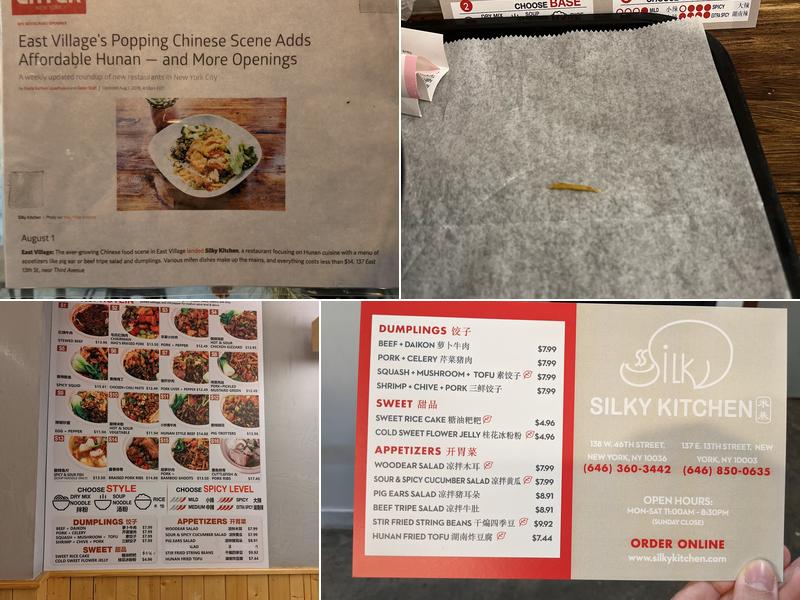 Silky Kitchen Menu