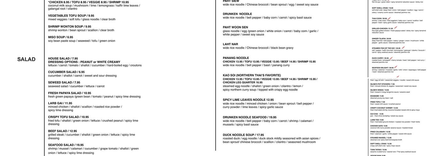 Silom 12 Menu