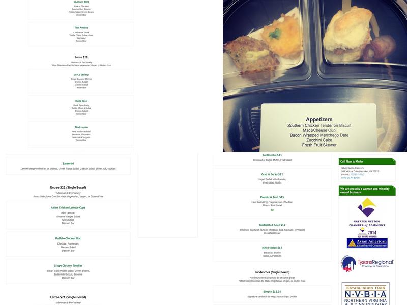Silver Spoon Caterers Menu