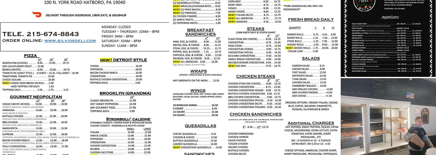 Silvio's Deli Menu