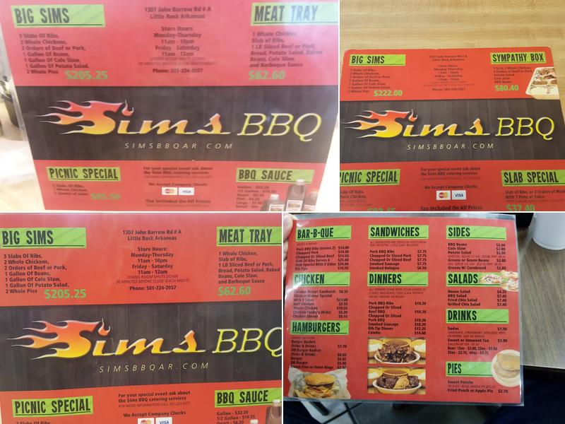 Sim's Bar-B-Que Menu