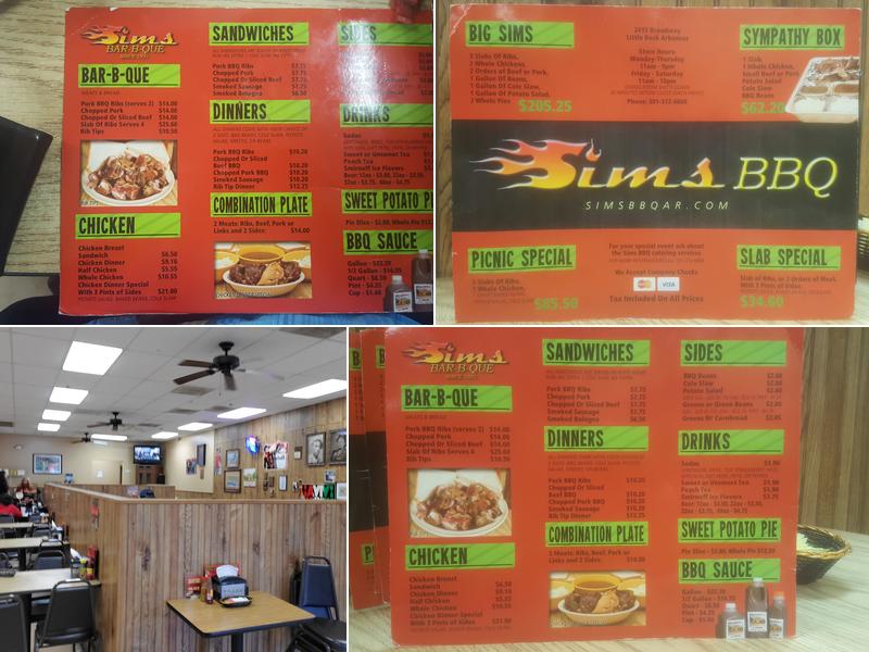 Sims Bar-B-Que Menu