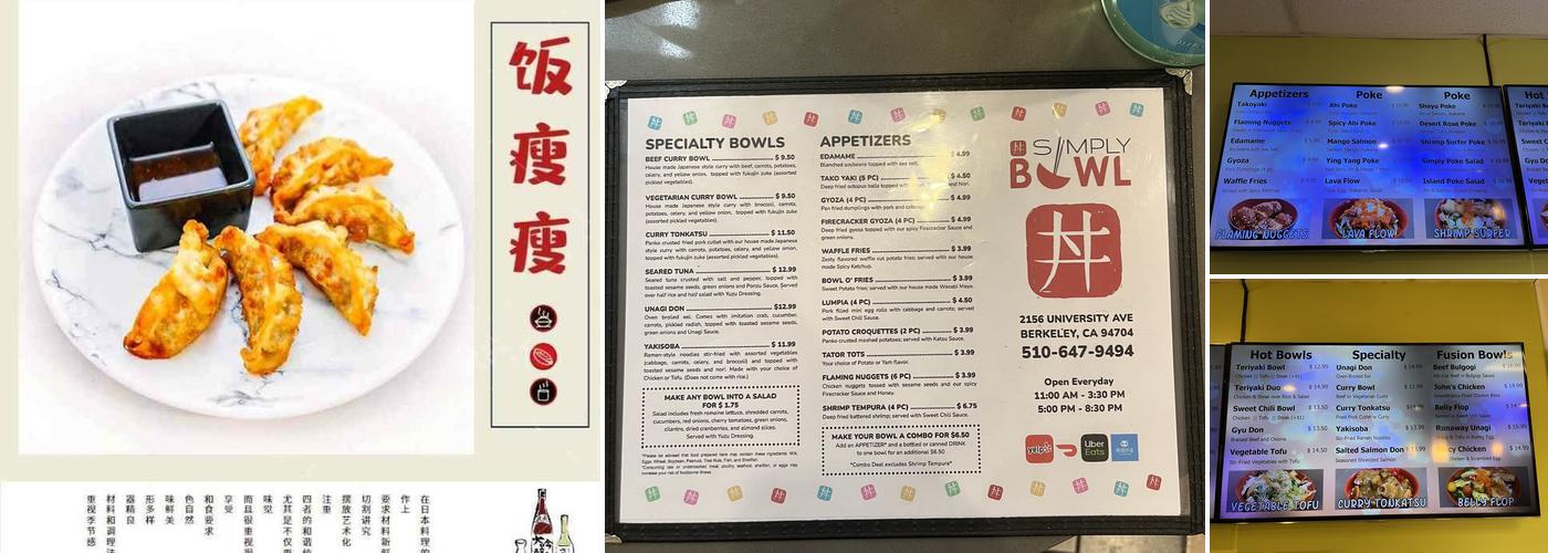 Simply Bowl Menu