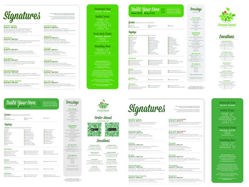 Simply Salad Menu
