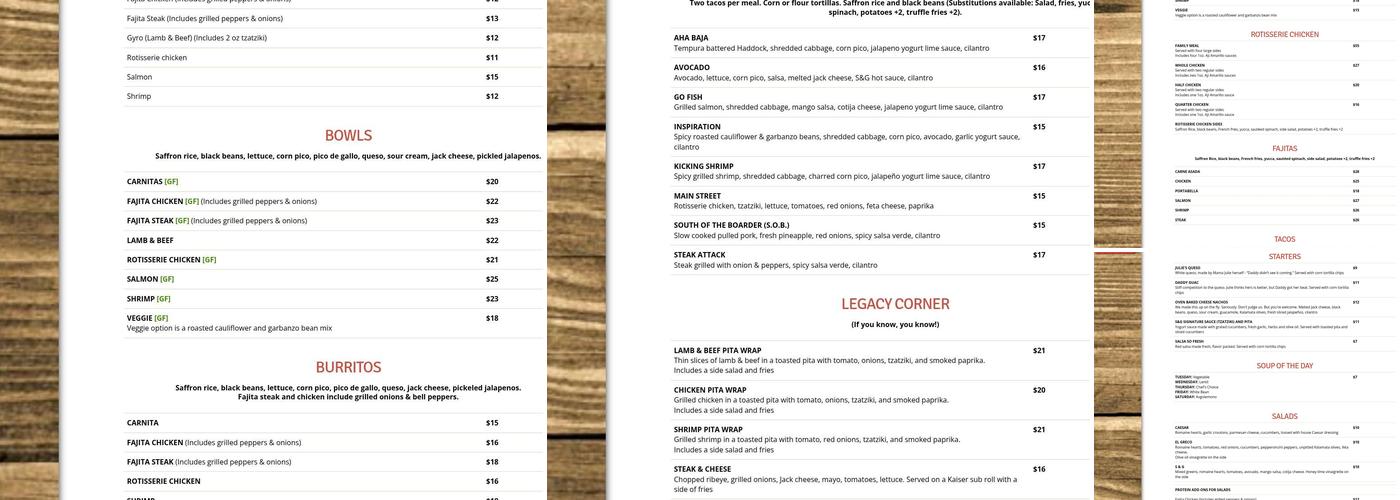 Sin & Grin Menu