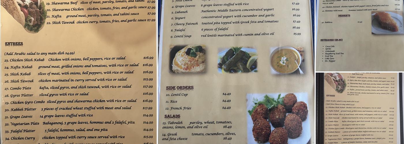 Sinbad Menu