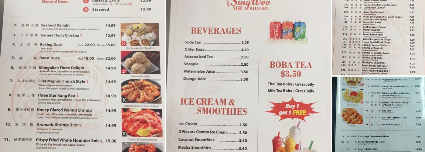 sing woo kitchen Menu