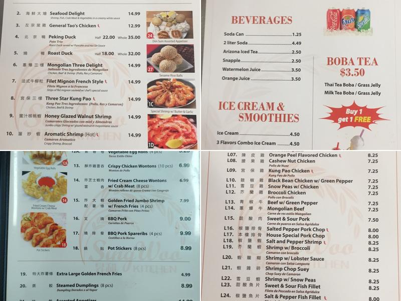 sing woo kitchen Menu