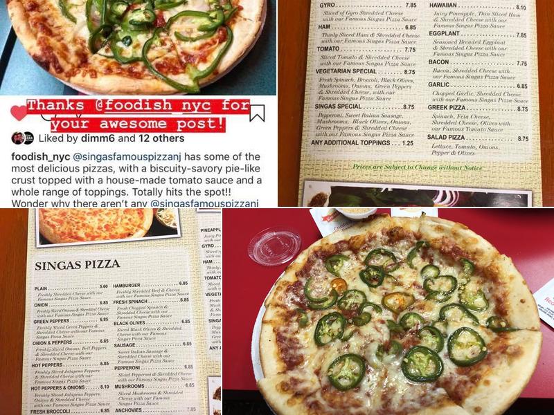 Singas Famous Pizza Menu