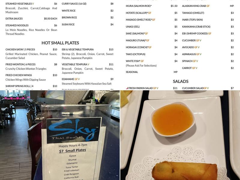 Sky Thai Sushi Menu
