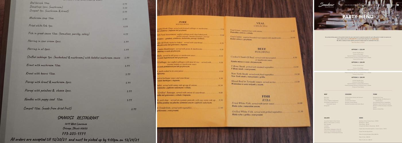 Smakosz Restaurant Menu