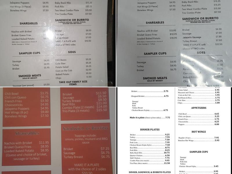 Smokey's Pit Stop Menu