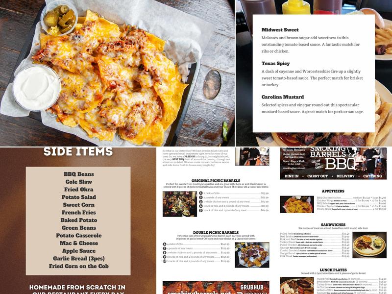 Smoking Barrels BBQ Menu