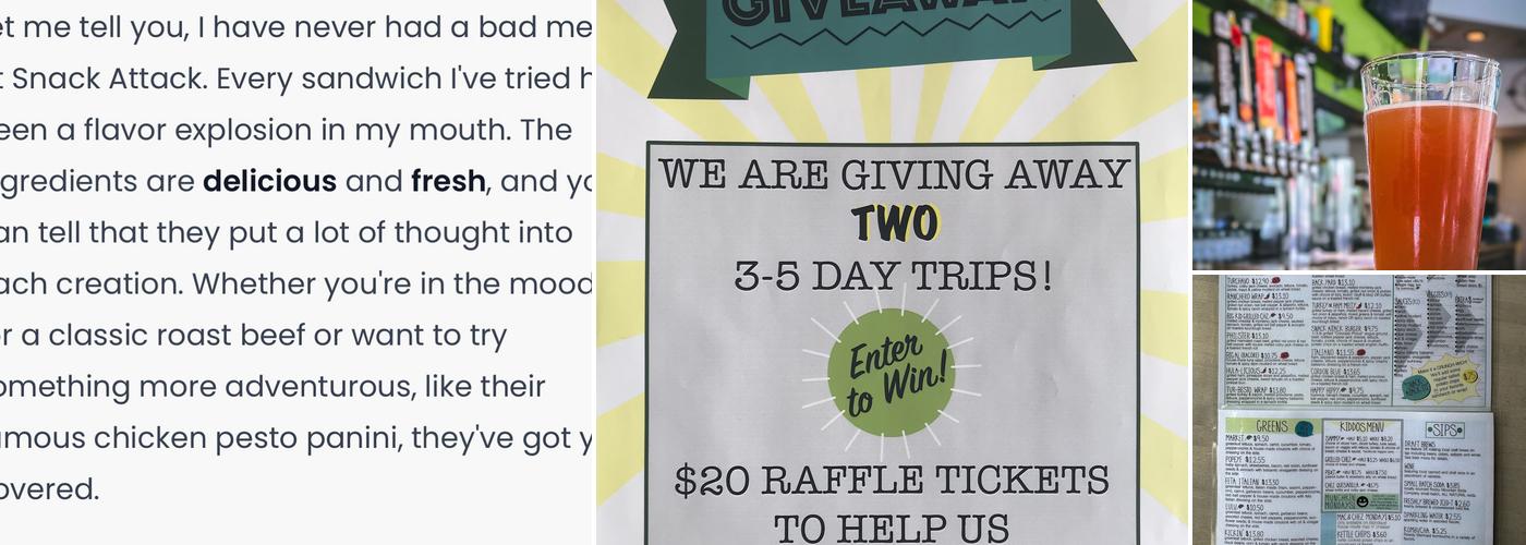 Snack Attack Specialty Sandwiches & Brews Menu