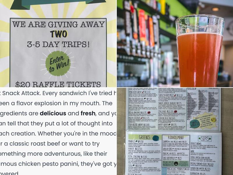 Snack Attack Specialty Sandwiches & Brews Menu