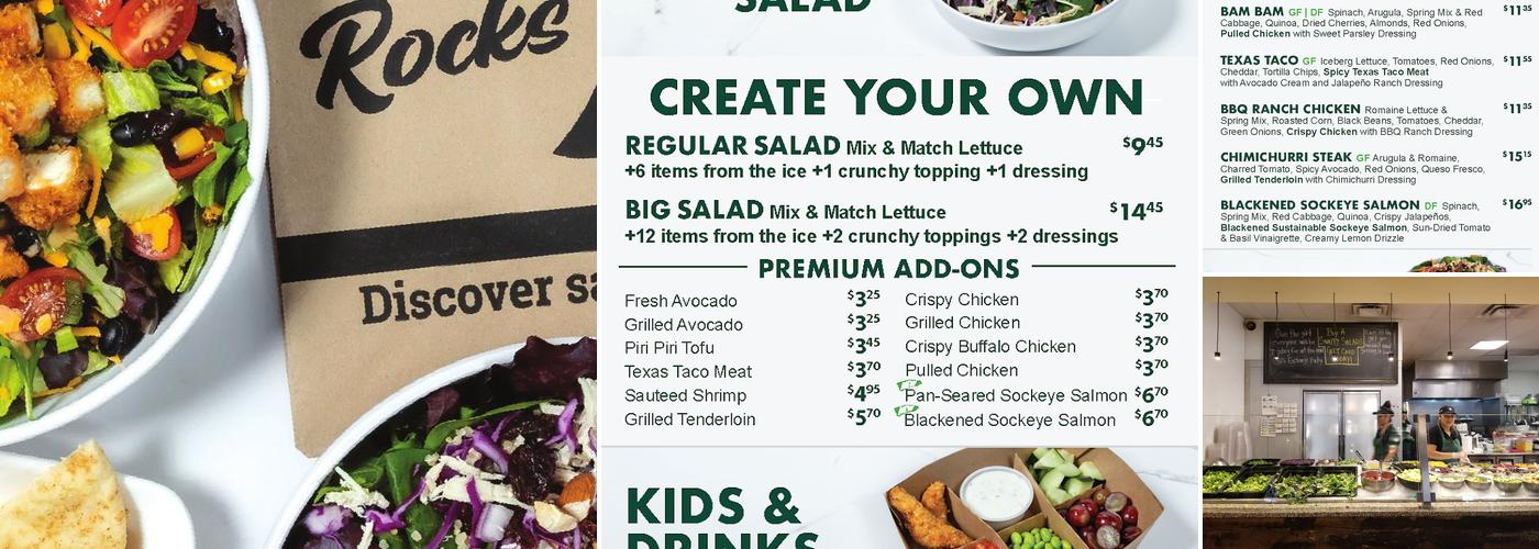 Snappy Salads Richardson Menu
