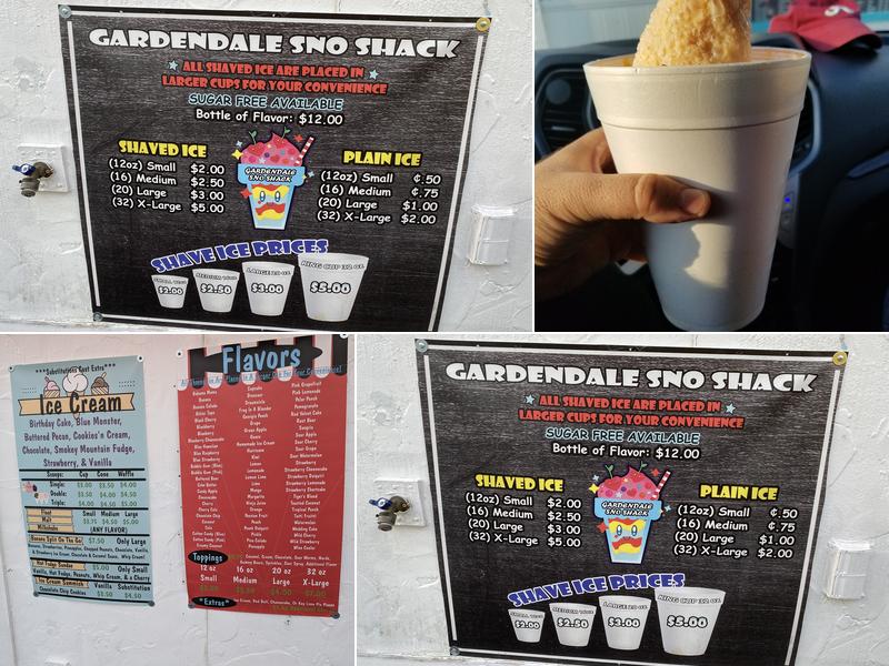 Gardendale Sno Shack Menu