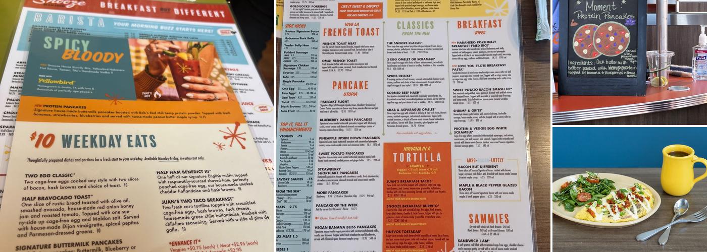 Snooze, an A.M. Eatery Menu