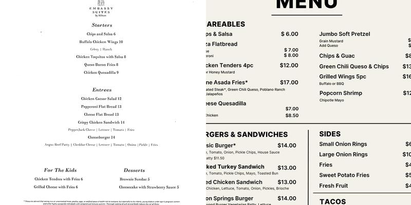 Soco Bar & Bites Menu