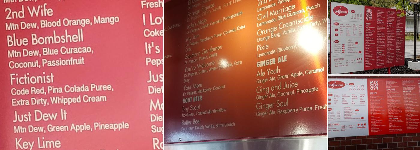 Sodalicious Menu
