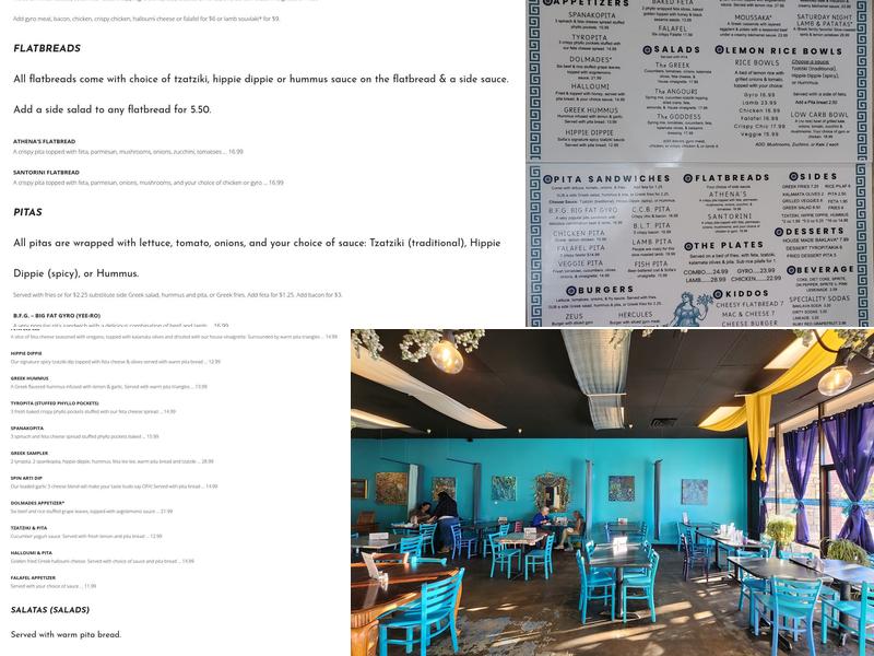 Sofia's Greek Bistro Menu