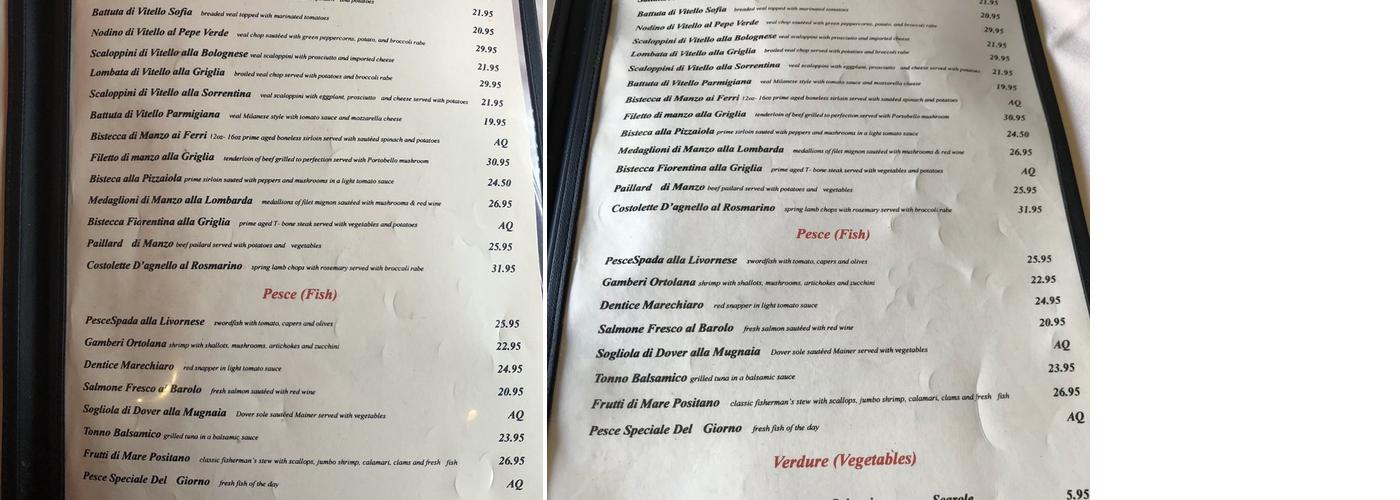 Sofia Menu