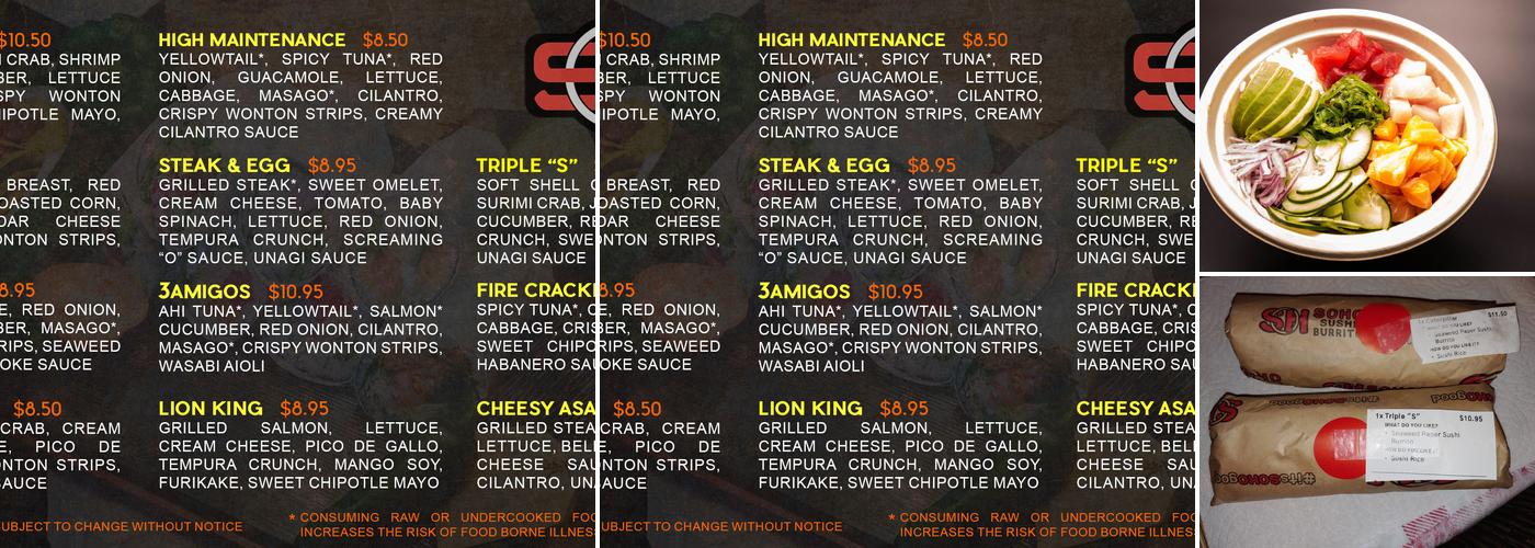 SOHO Sushi Burrito Menu