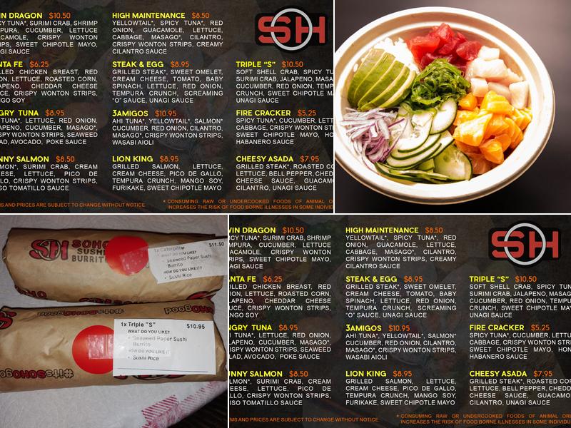SOHO Sushi Burrito Menu