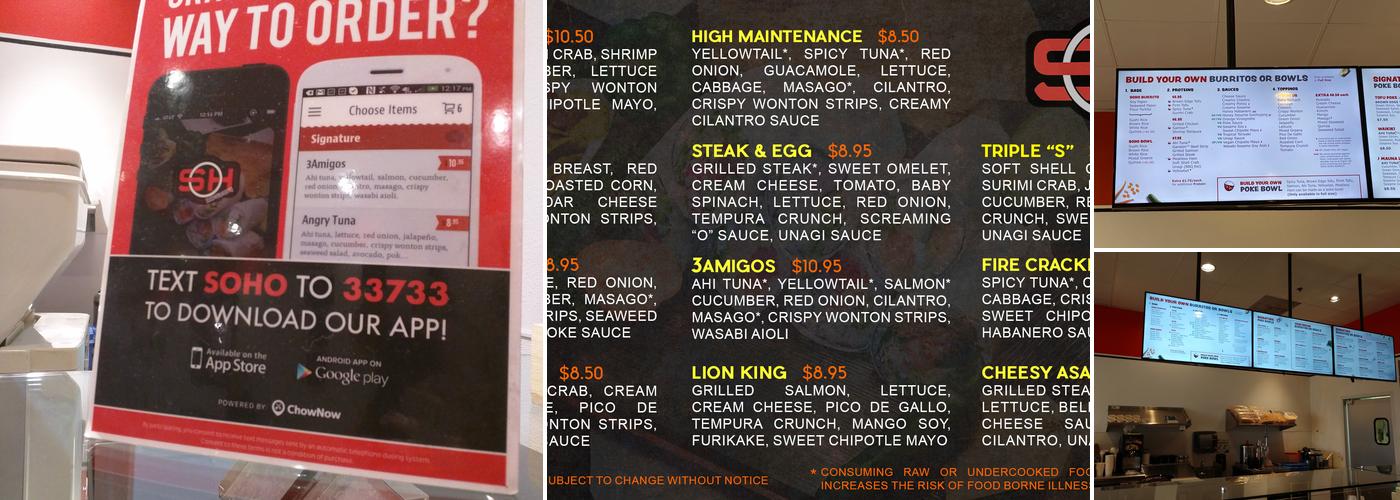 SOHO Sushi Burrito Menu