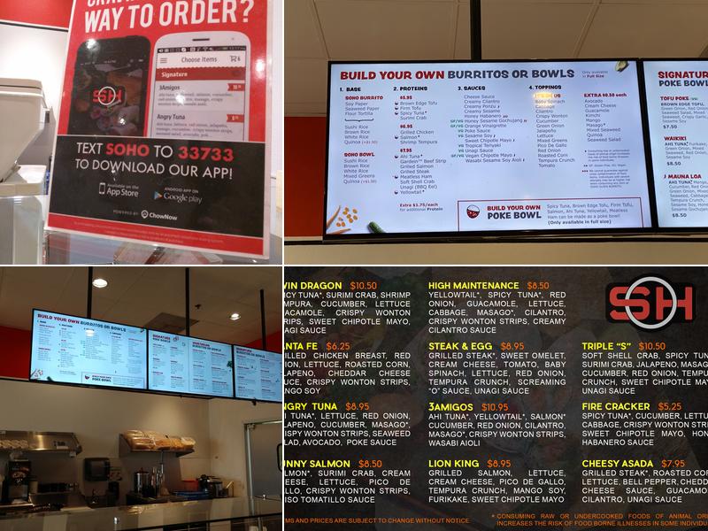 SOHO Sushi Burrito Menu