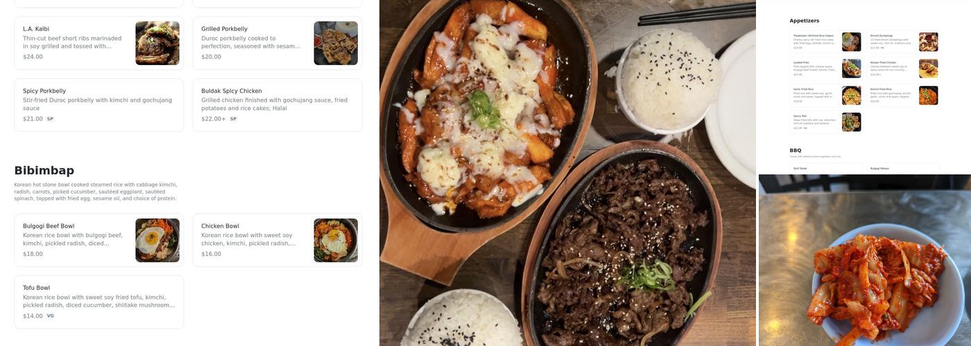 SoJu BBQ Menu