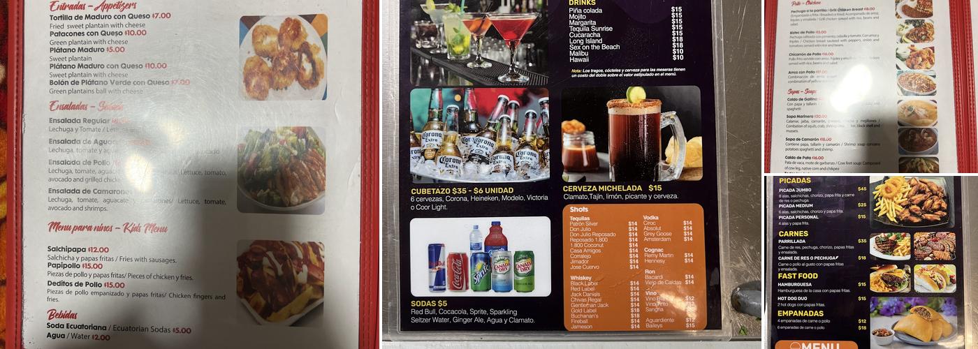 Sol De Quito 2 Menu