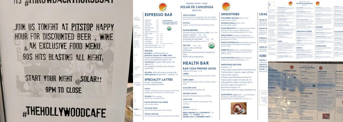 Solar de Cahuenga Menu