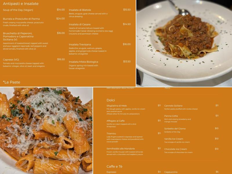Sole Ristorante Italiano Menu
