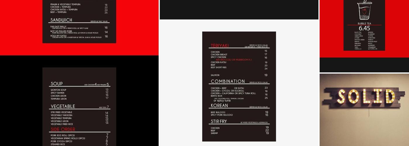 SOLID modern teriyaki Menu