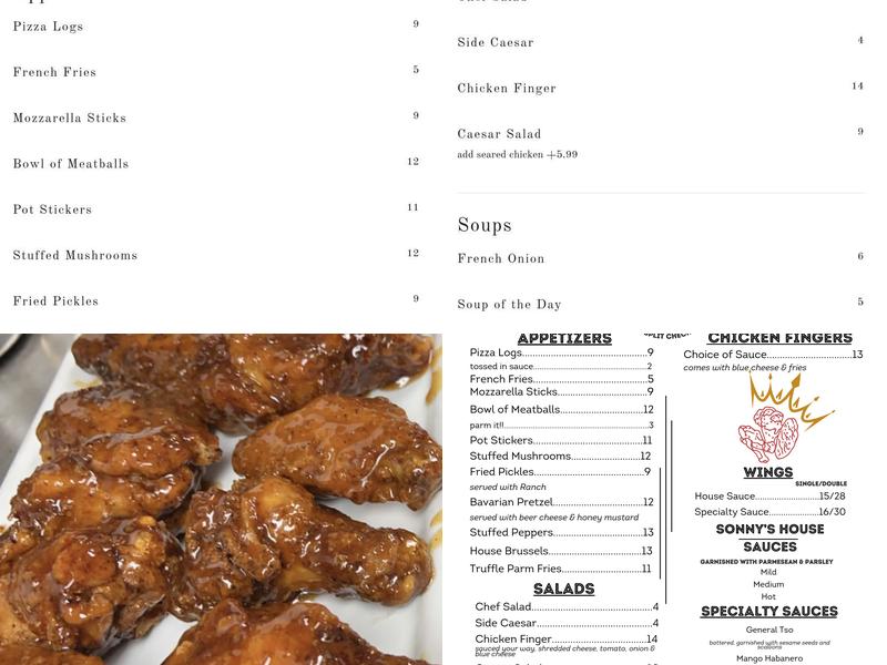 Sonny Red's Menu