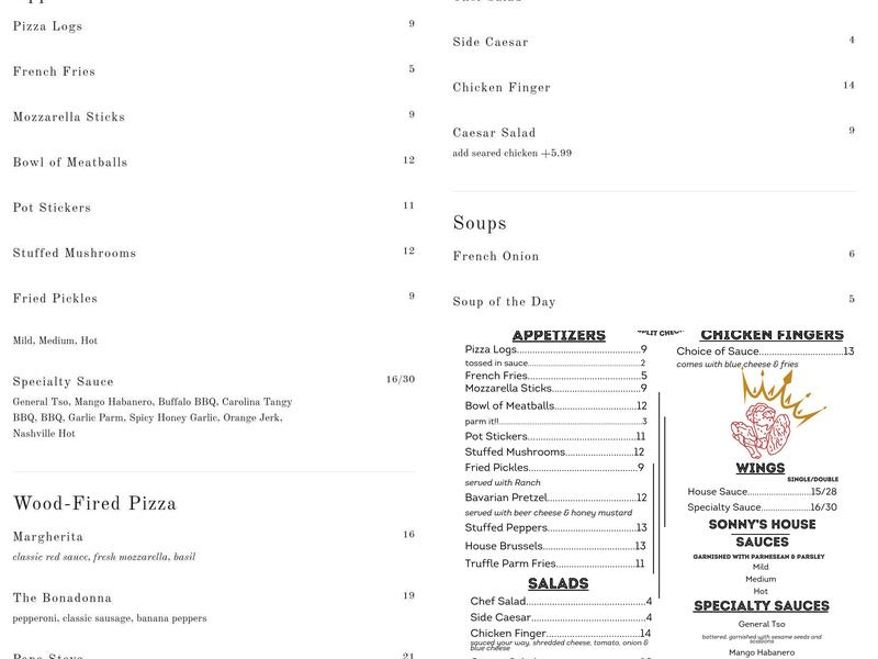 Sonny Red's Menu