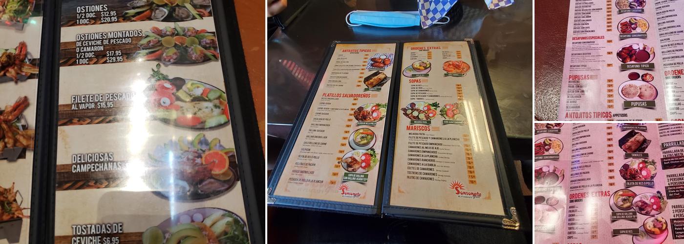 Sonsonate Grill Menu