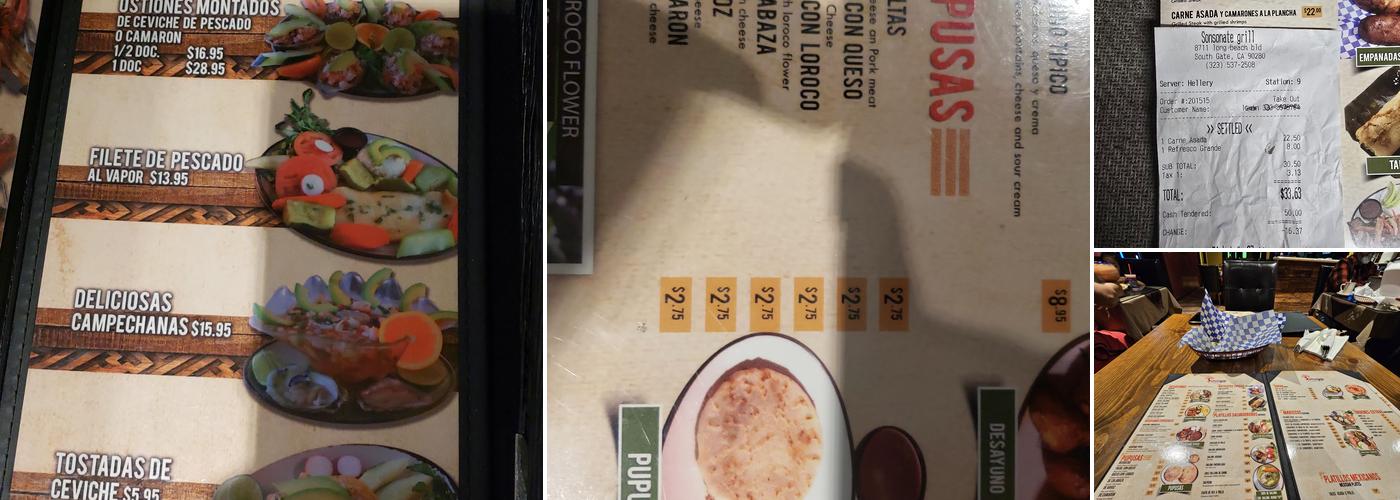 Sonsonate Grill Menu