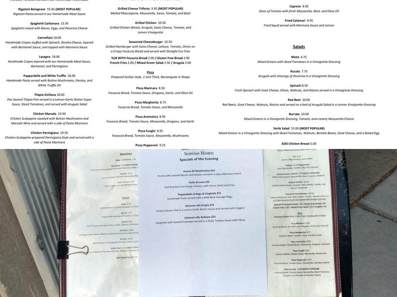 Sorriso Bistro Menu