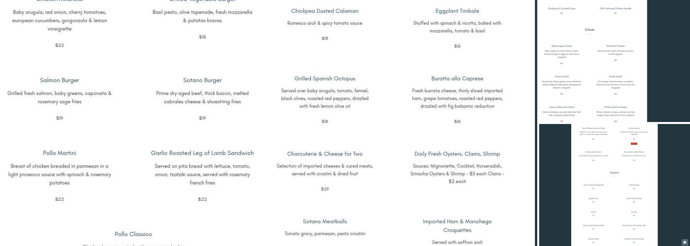Sotano Menu