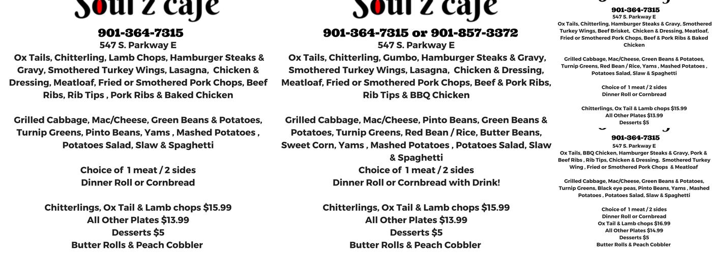 Soulz Cafe & House of Soul Menu