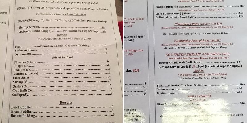 Southern Seafood & Catering Menu