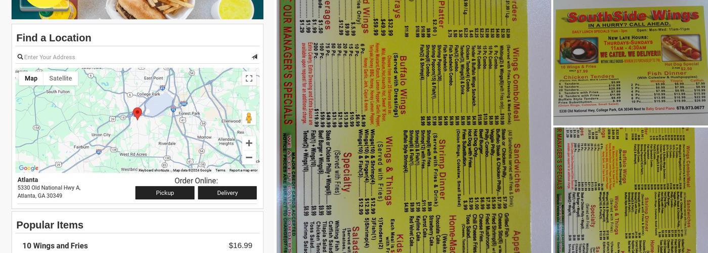 Southside Wings Menu