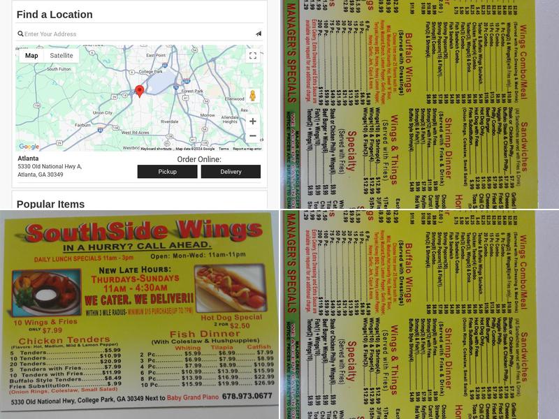 Southside Wings Menu