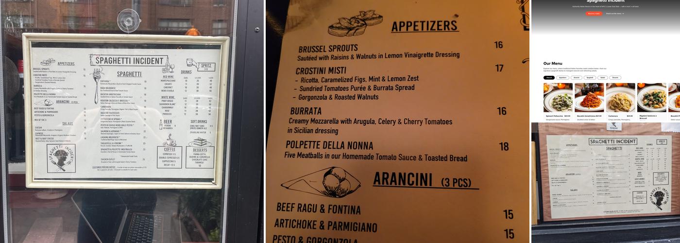 Spaghetti Incident Menu
