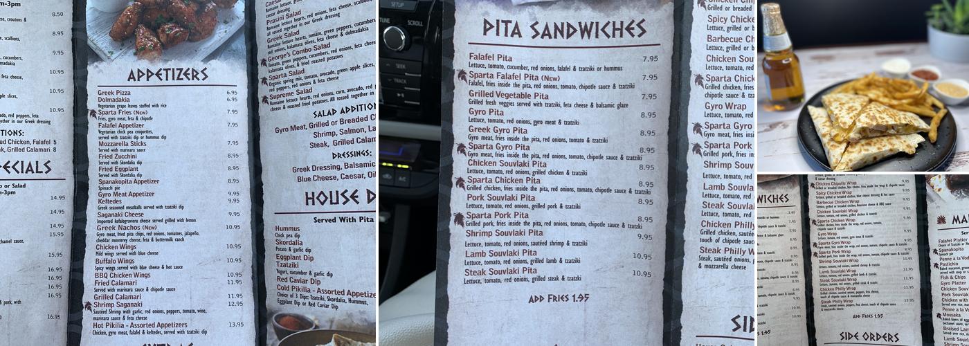 Sparta Taverna Menu