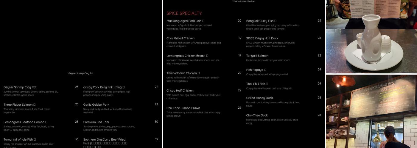 Spice Thai Menu