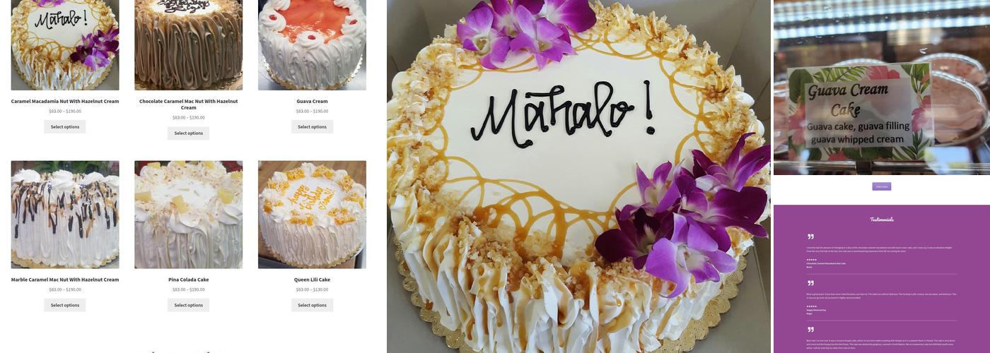 Kona Kakes Tropical Cake Bakery Menu