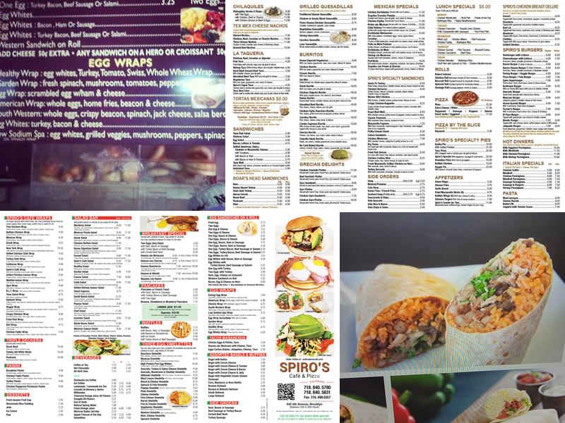 Spiro's cafe pizza Menu